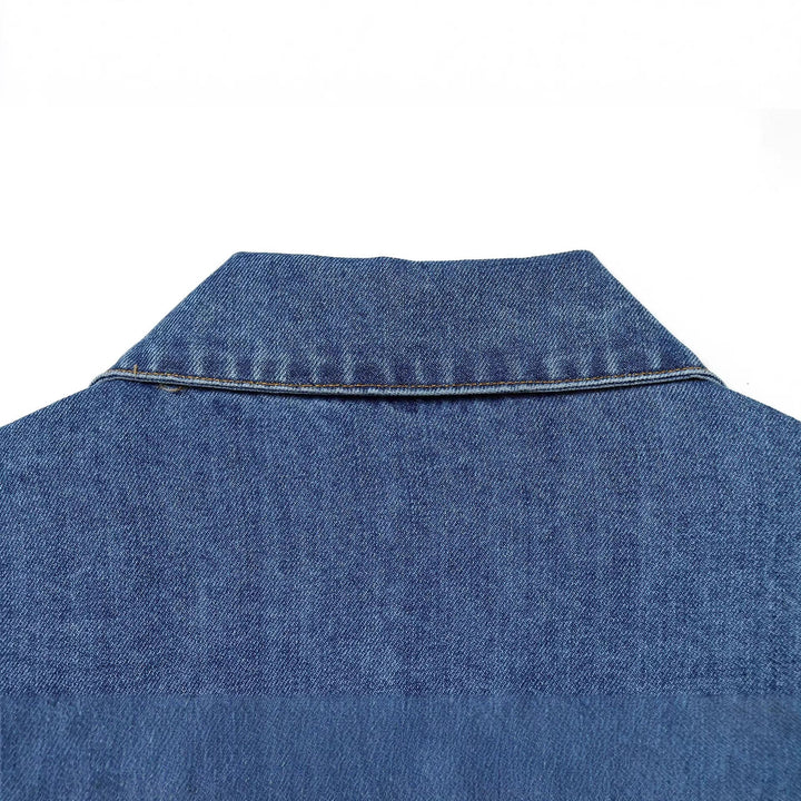 Dam oversize denim Pullover jacka med Half Placket