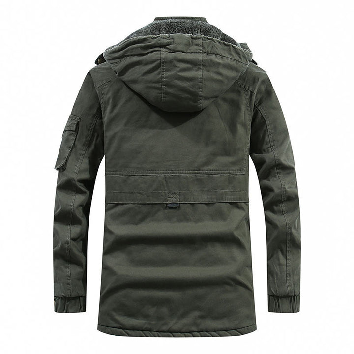 Herr Vindskyddande Canvas Parka med Cozy Teddy Fleecefoder och Funktionell Huva