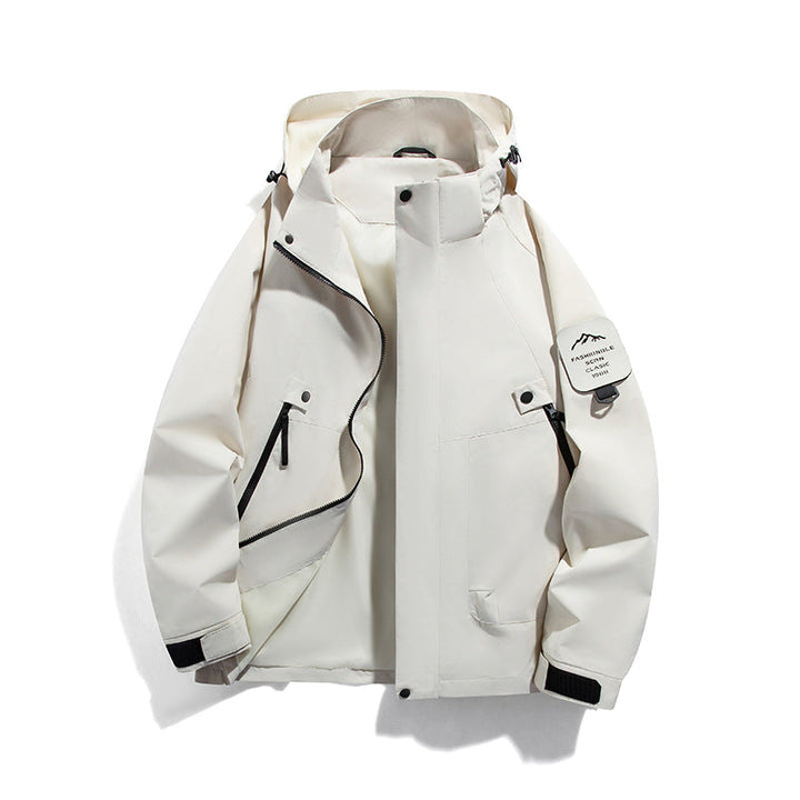 Herr vind och vattentät funktionell parka med fickor med dragkedja och justerbar huva