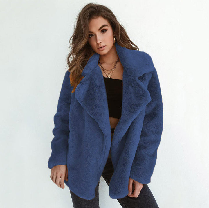 Dam Cozy oversize Faux Fur kappa med stor slagkrage