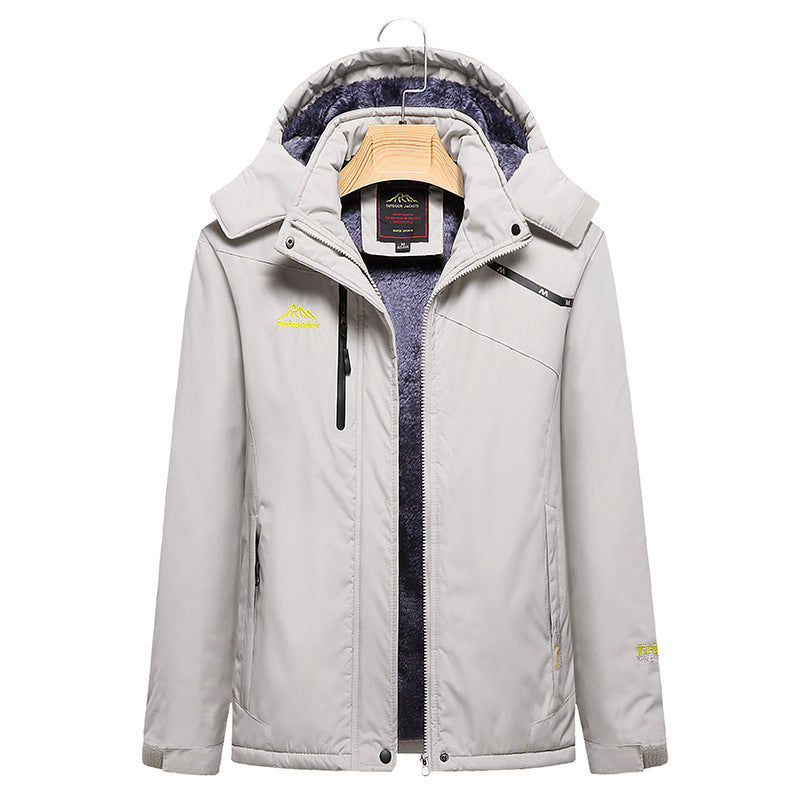 Dam kviltad vinterjacka med fleecefoder, Removable huva, och vattentät softshell ytter Layer
