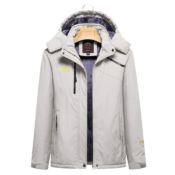 Dam kviltad vinterjacka med fleecefoder, Removable huva, och vattentät softshell ytter Layer