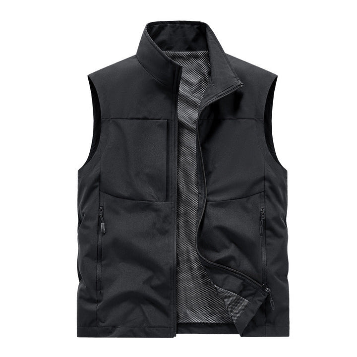 Herr Lätt Vindtät Softshell Quiltad Väst med Mesh Foder, Ståkrage &amp; Dragkedja Fickor