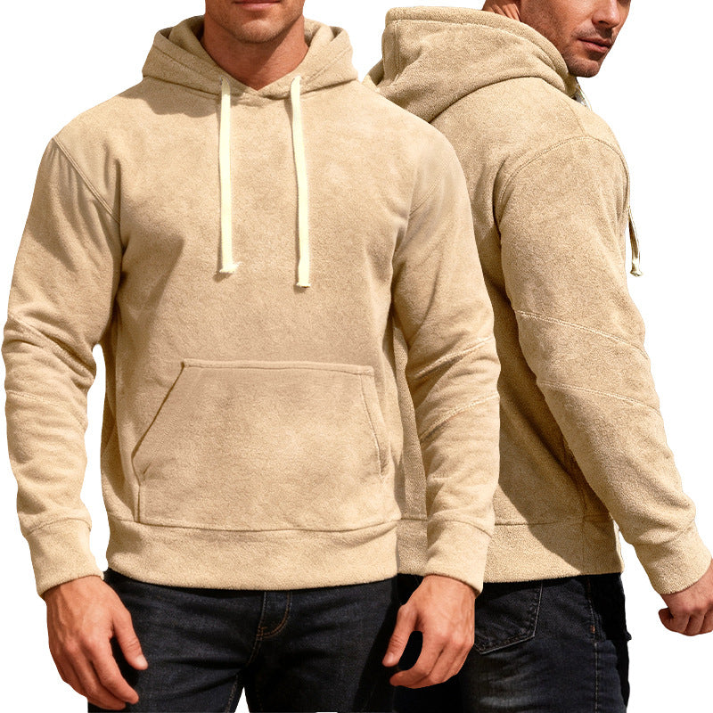 Herr Nan Velvety Luvtröja med Seam Detaljer, Känguruficka och Contrast Cord