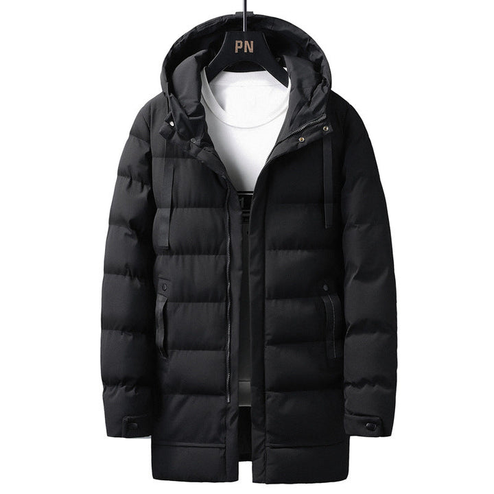 Herr Lång Quiltad Termisk Parkas med Huva, Dragkedja &amp; Funktion Fickor