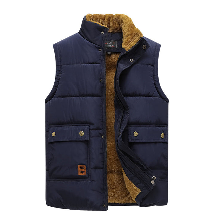 Herr Sleeveless Thermo Quiltad Väst med Cozy Teddy Inre Foder och Utanpåfickor