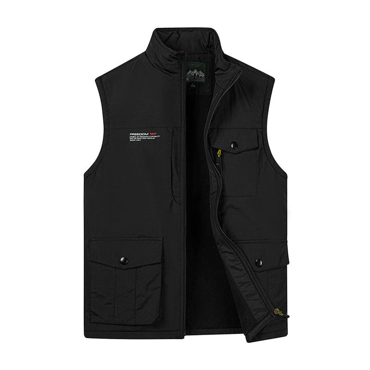 Herr Utility Väst med Fleecefoder, Multifunction Fickor, och Stående Krage