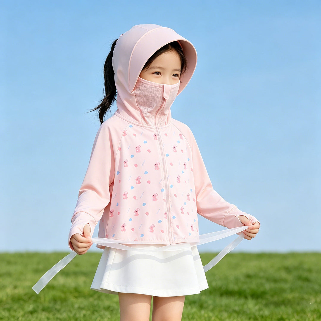 Flickor multifunctional sun jacka med huva