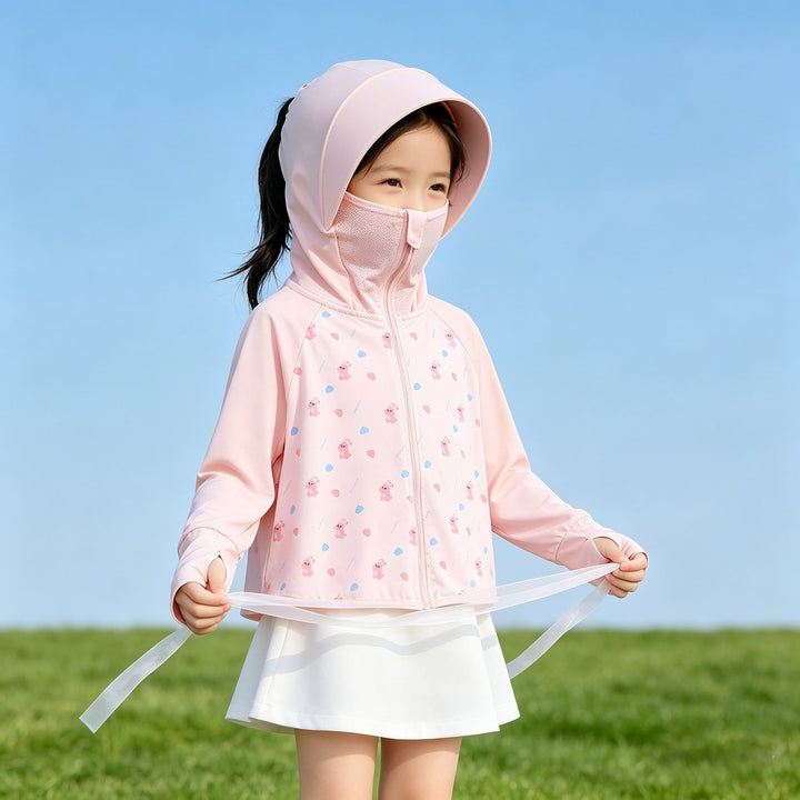 Flickor multifunctional sun jacka med huva
