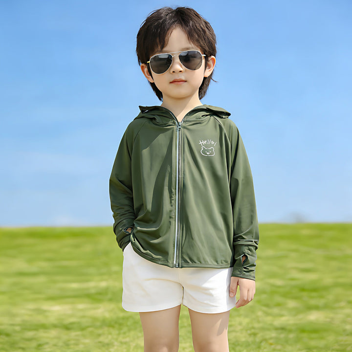 Flickor multifunctional sun jacka med huva