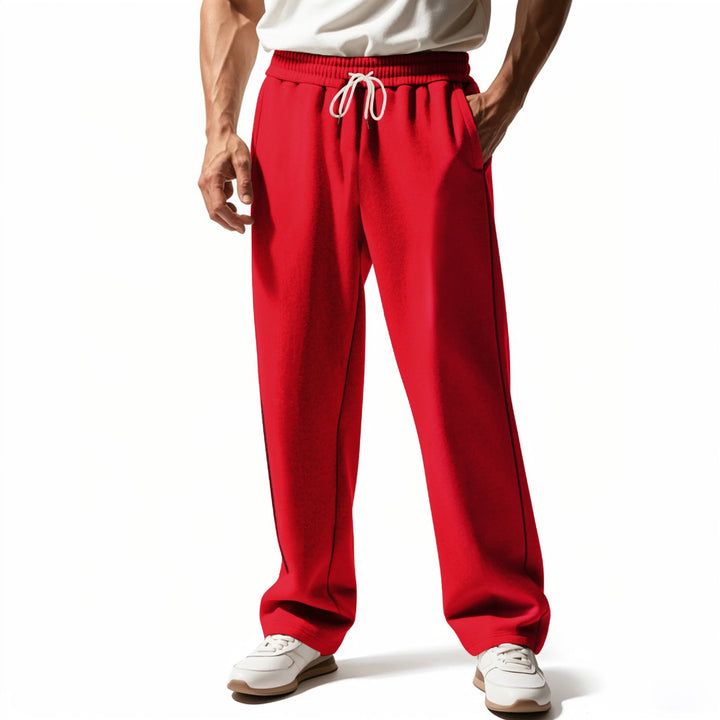 Herr Casually Fitting Mjukisbyxor med Side Decorative Seam, Elastic Comfort Waistband, och Deep Sidofickor