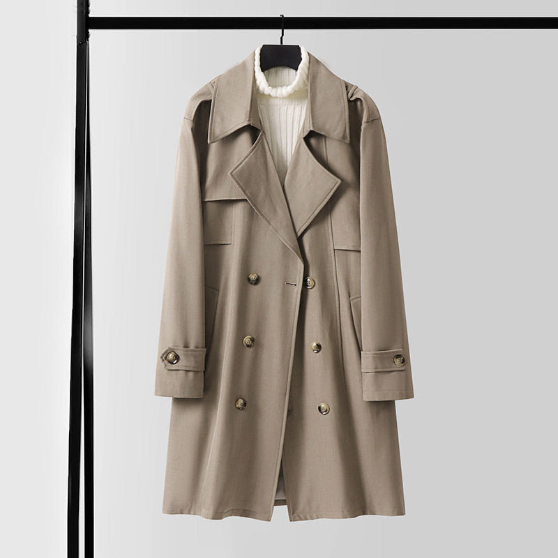 Dam modern kort kappa in trench stil med Double-Breasted knappslå och Epaulettes