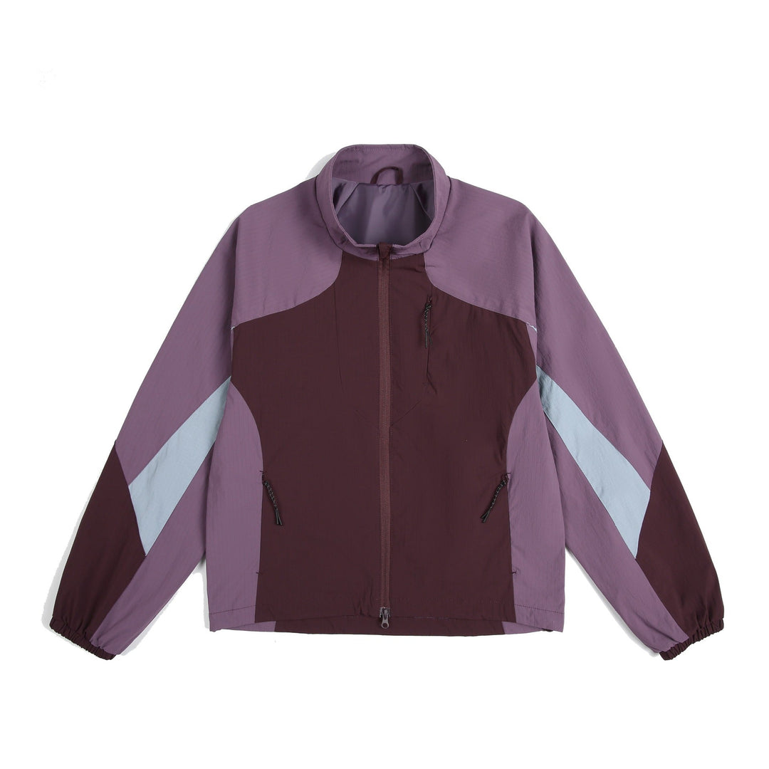 Unisex Lätt Vindjacka med Hög Krage, Färg Mix Panels och Adjustable Fåll