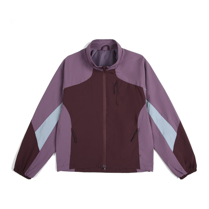 Unisex Lätt Vindjacka med Hög Krage, Färg Mix Panels och Adjustable Fåll