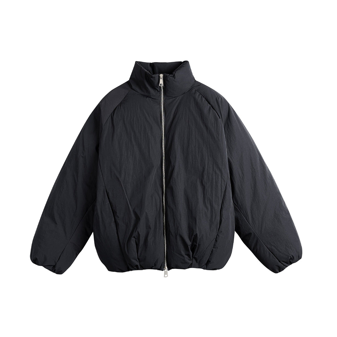 Unisex Oversized Vadderad Jacka med Hög Ståkrage och Tvåvägsdragkedja
