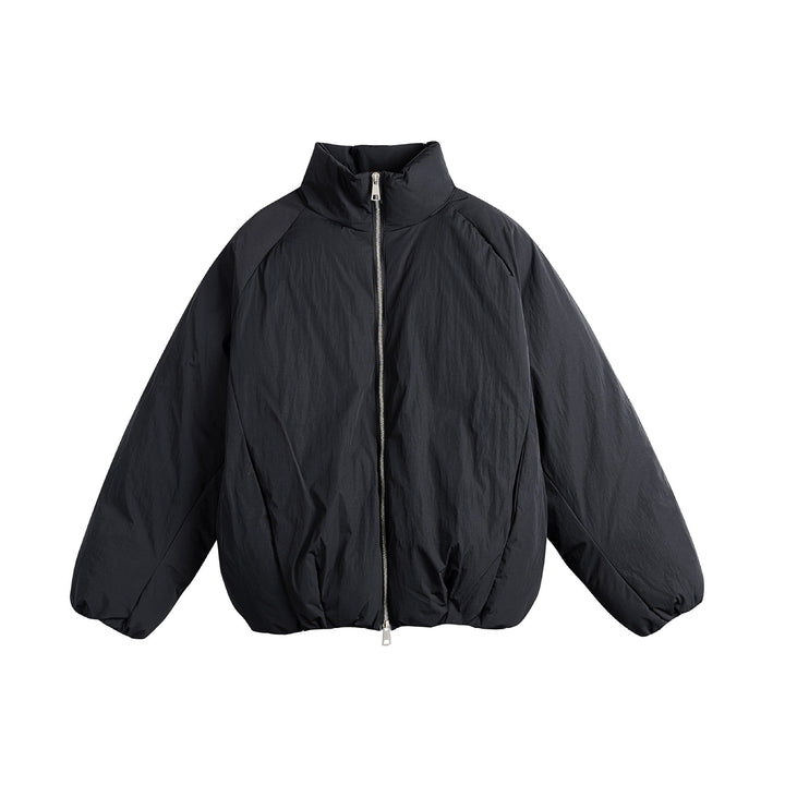 Unisex Oversized Vadderad Jacka med Hög Ståkrage och Tvåvägsdragkedja