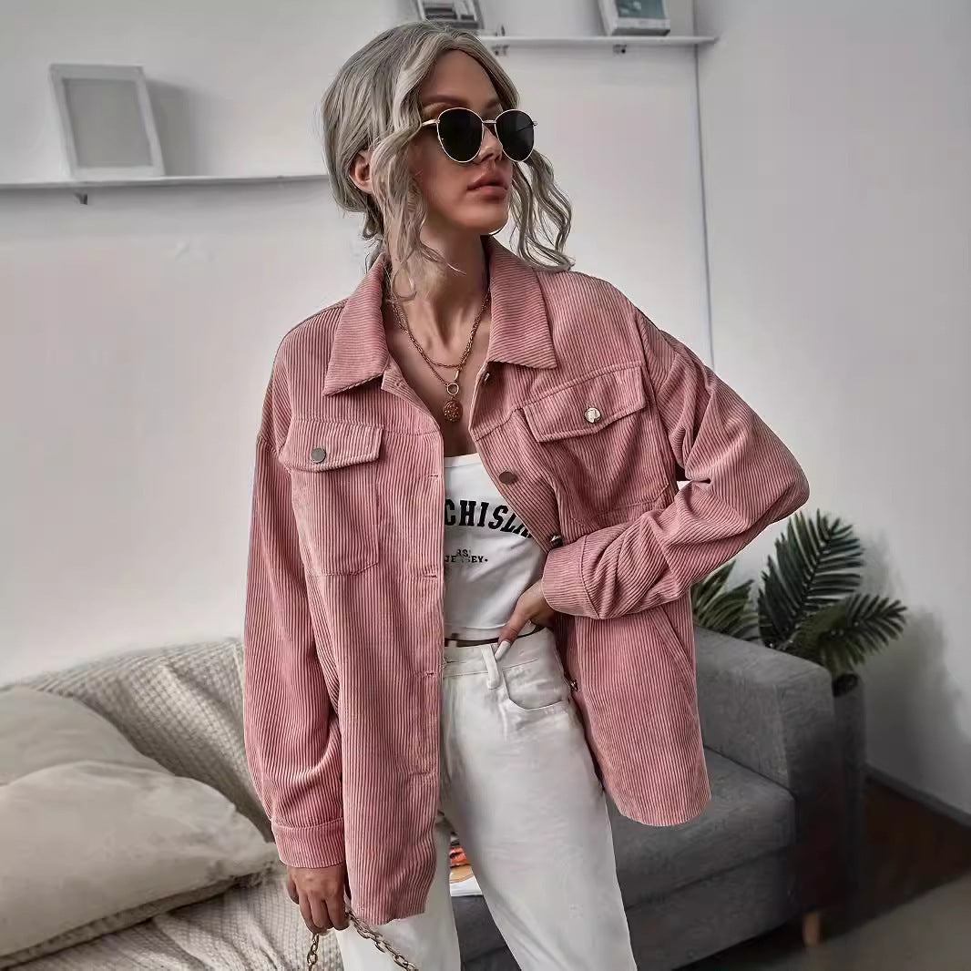 Dam manchester overshirt med påsydda fickor och oversized skärning