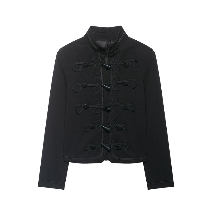 Dam Kort Jacka i Military Stil med Cord Frog Closures