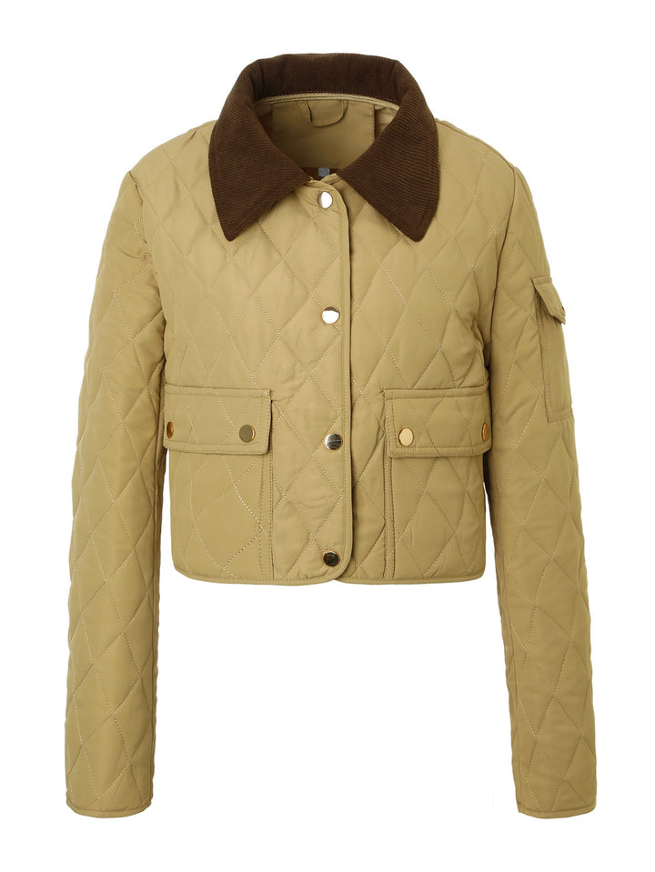 Dam Snygg Kort Jacka med Quiltad Design