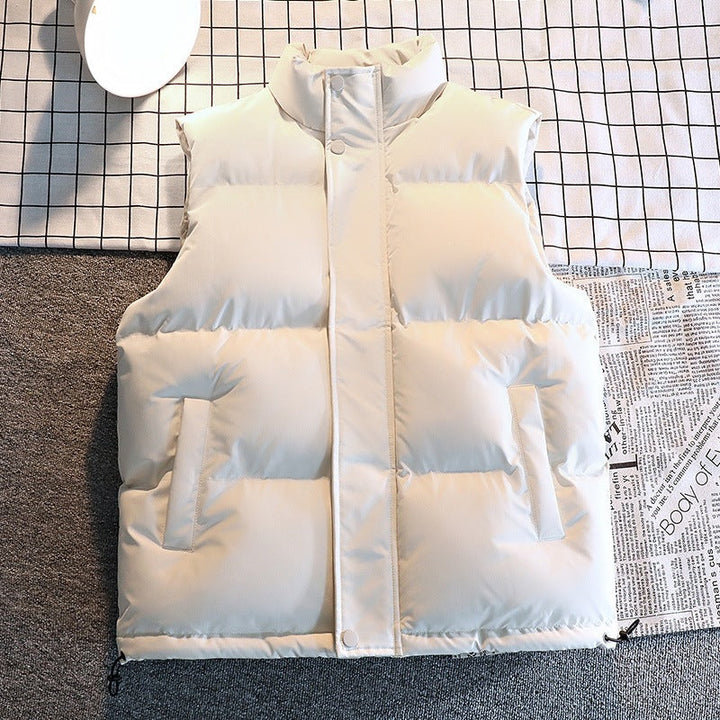 Herr Quiltad Vadderad Gilet med Hög Ståkrage, Dold Zip och Dragsko Fåll