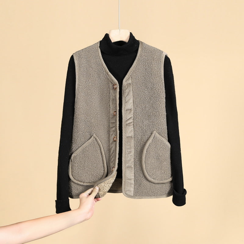 Dam Sleeveless Thermofleece väst med knäppning och Round fickor