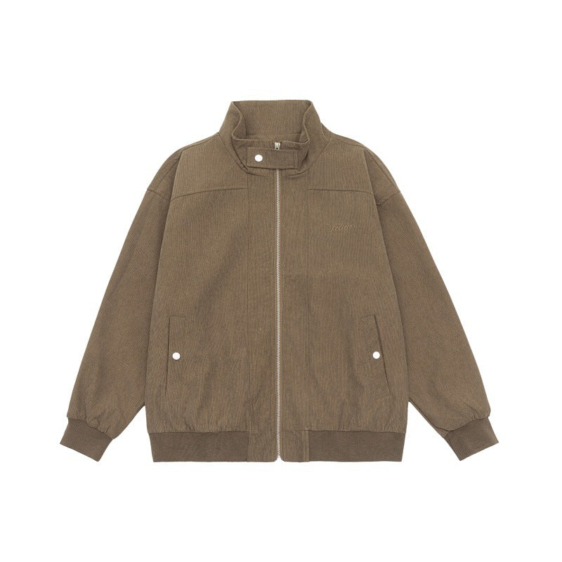 Unisex Teddy-Fleece Bomber Jacka med Ståkrage och Tryckknapp Fickor