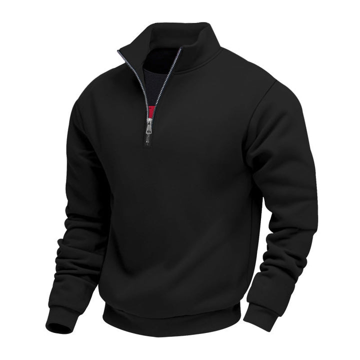 Herr Lätt Fleece Pullover med Ståkrage och Halv-Length Dragkedja