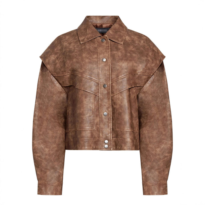 Dam Fashion konstläderjacka med oversized skärning