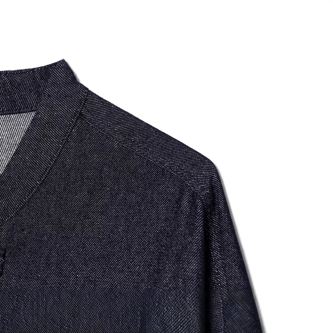 Dam Kort Blouson i China Stil med Stå Krage och Dekorativ Knot