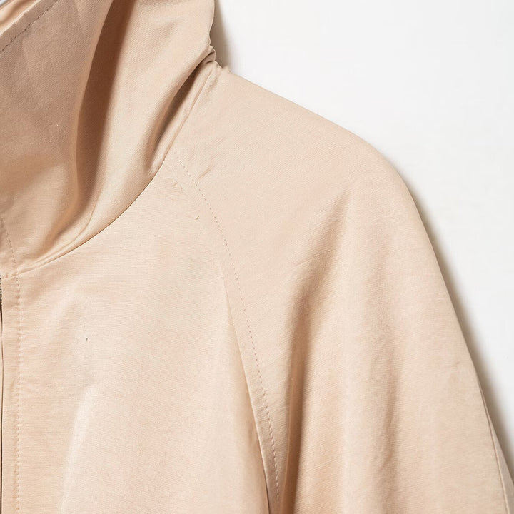 Dam Kort Skärning Övergångsjacka med Funnel Neck, Raglan Ärmar och Drawstring Nederkant