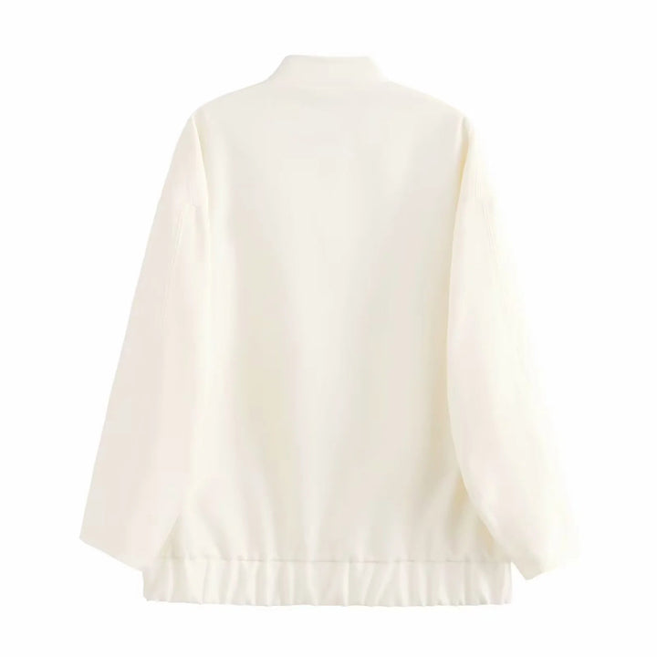 Dam oversized blousonjacka med ståkrage, concealed front placket och elastic waistband