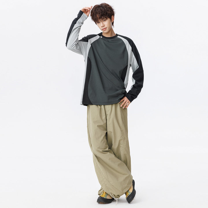 Herr Oversized Performance Lång Ärm Skjorta med Raglanärmar och Mesh Inserts