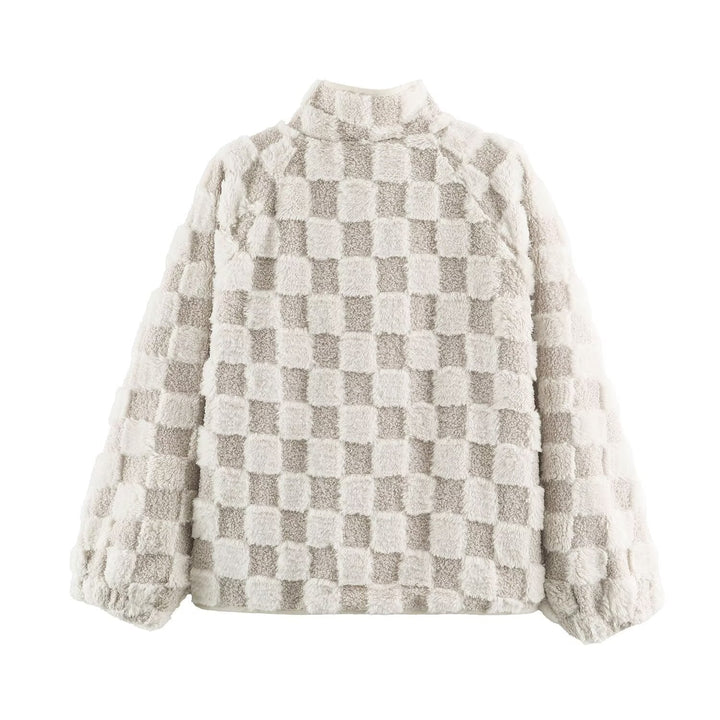 Dam Lätt Vadderad Windbreaker med Stå Krage och Prickig Prick Tryck