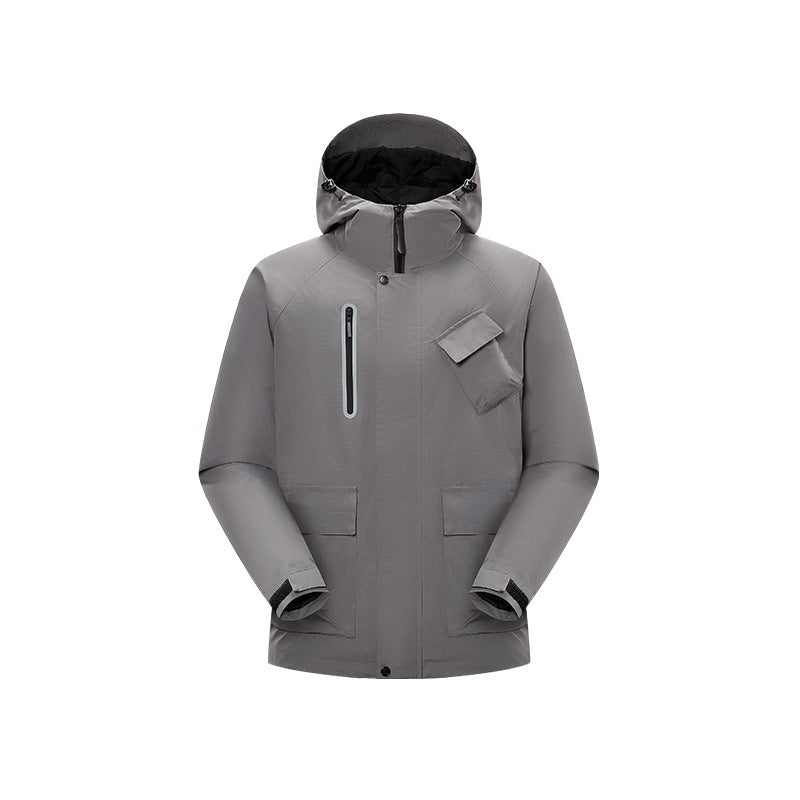 Herr Teknisk Regn Softshell Jacka med Huva, Tätad Sömmar och Taktisk Fickor