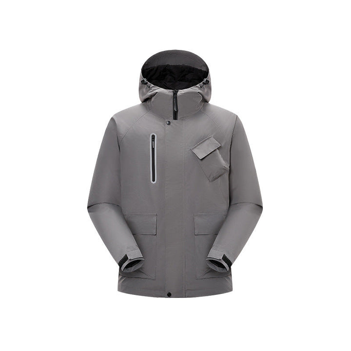 Herr Teknisk Regn Softshell Jacka med Huva, Tätad Sömmar och Taktisk Fickor