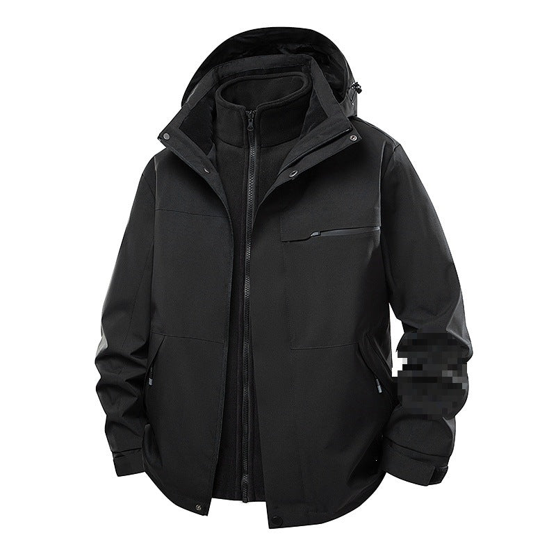 Herr Two-Layer Funktionell Övergångsjacka med Avtagbar Fleece Inner Jacka, Huva &amp; Vattenavvisande Skal