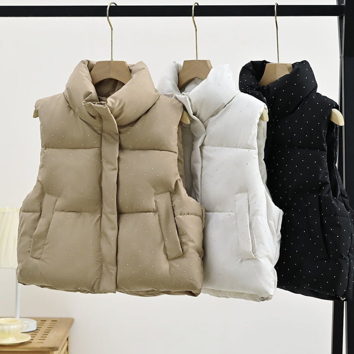 Dam Isolerad Sleeveless Vadderad Gilet med Quiltad Ståkrage