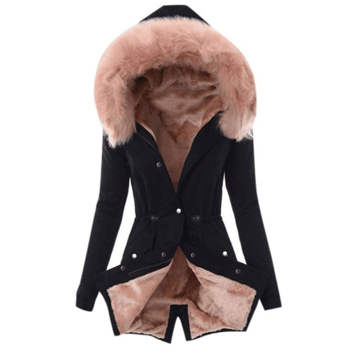 Dam skräddad vinter Parka med Cozy teddyfoder och stor huva