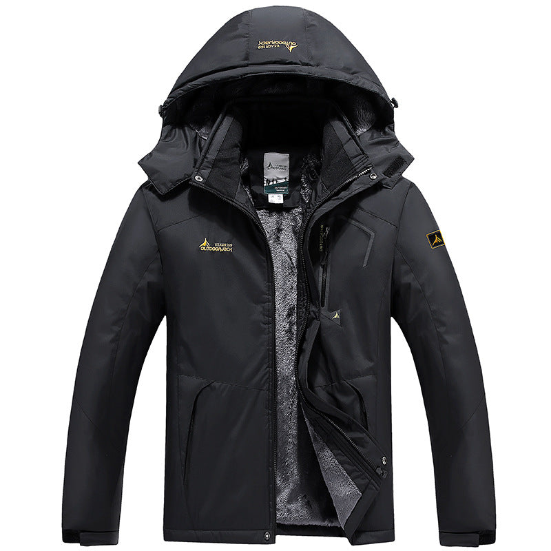 Herr vatten- och vindtät softshell utomhusjacka med teddy fleecefoder och huva