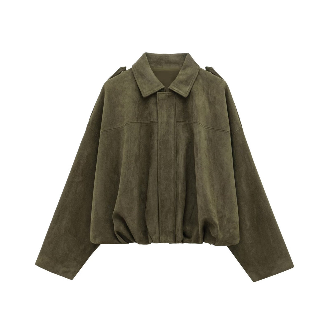 Dam Kort Oversize Jacka i Cape Look med Balloon-Shaped Nederkant
