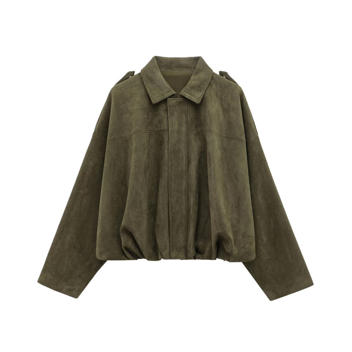 Dam Kort Oversize Jacka i Cape Look med Balloon-Shaped Nederkant