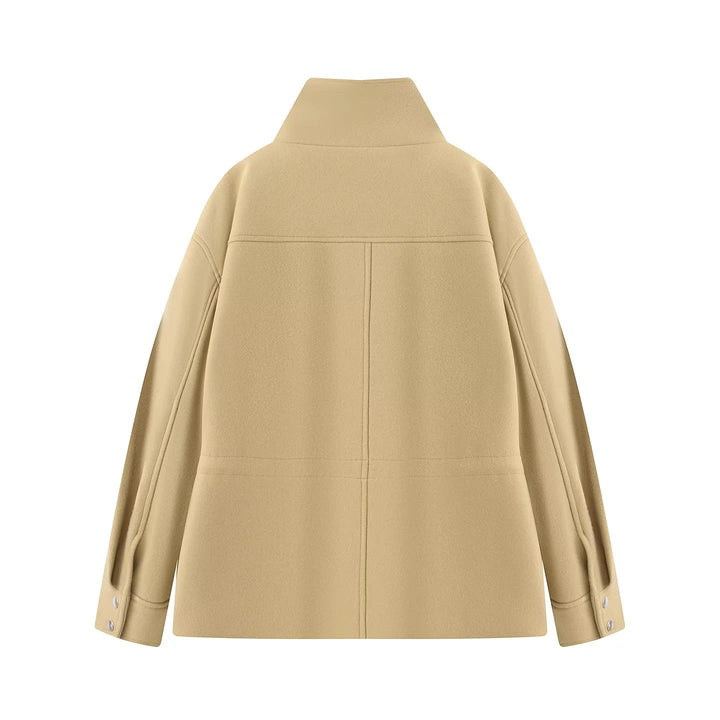 Dam figurnära parka jacka med high ståkrage, drawstring waist och applied flap fickor