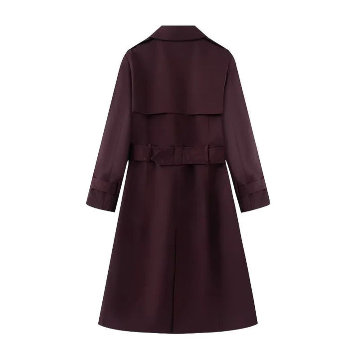 Dam figursydd trenchcoat med double-breasted knäppning, tie bälte och axel patches