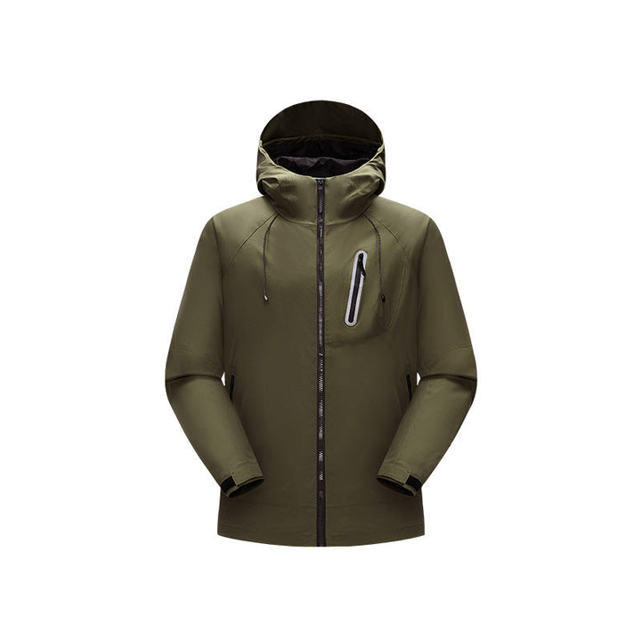 Herr Vattentät Softshell Regn Jacka med Justerbar Huva och Bröst Dragkedja Drune