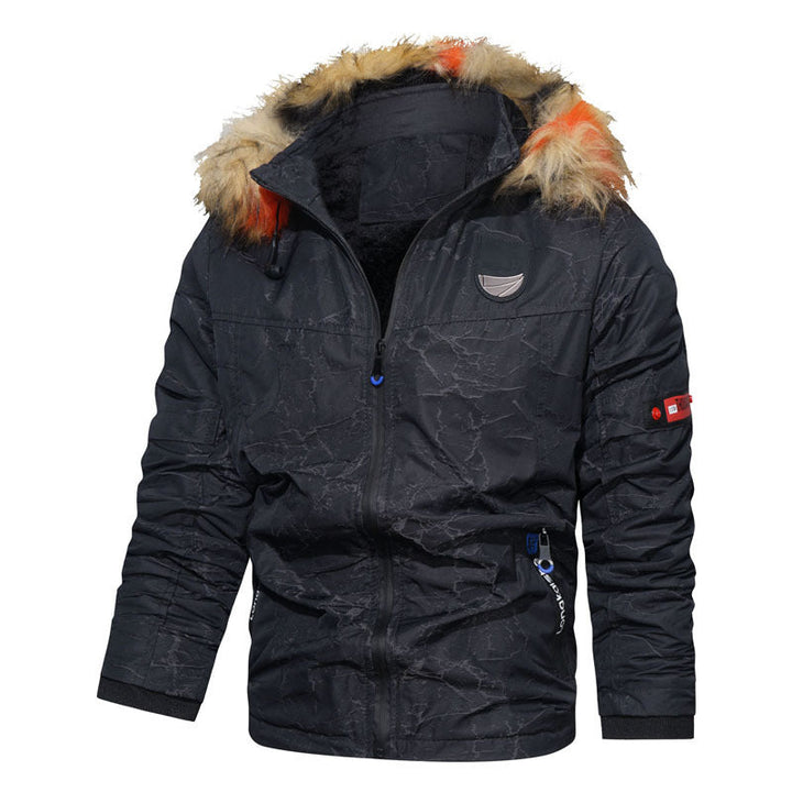 Herr Termiskly Insulated Parka i Utility Stil med Faux Fur Huva och Vadderad Foder
