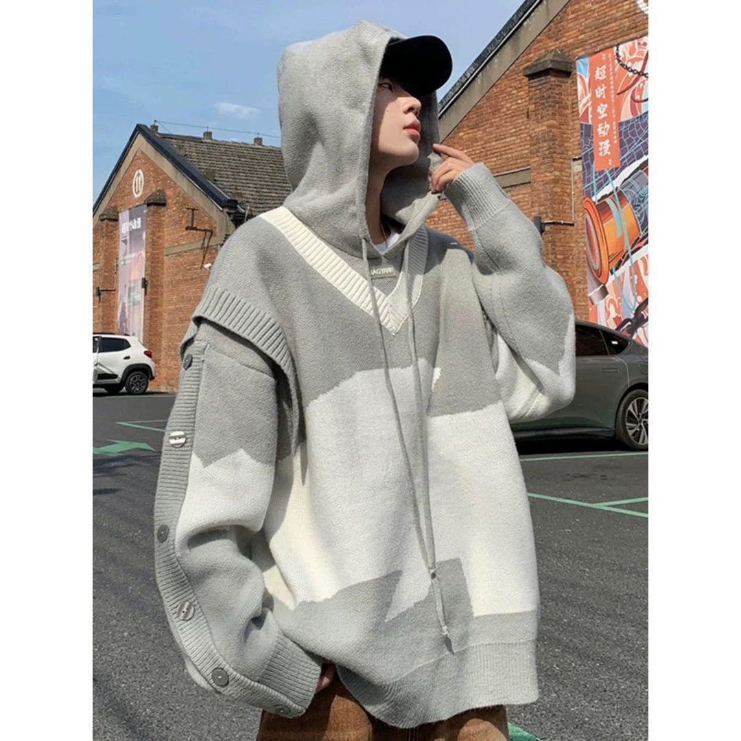 Herr Ledig Oversized Tröja med Knapplist