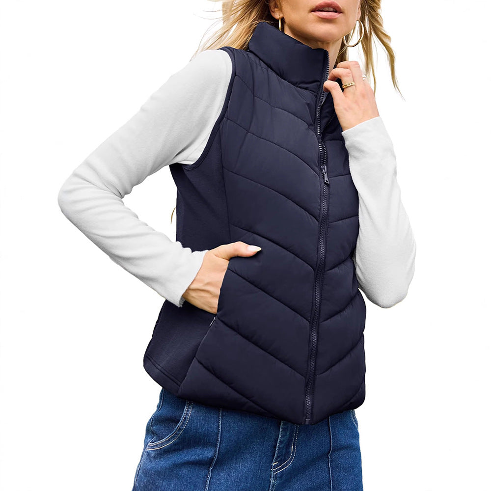 Dam vadderad waistcoat med hög ståkrage