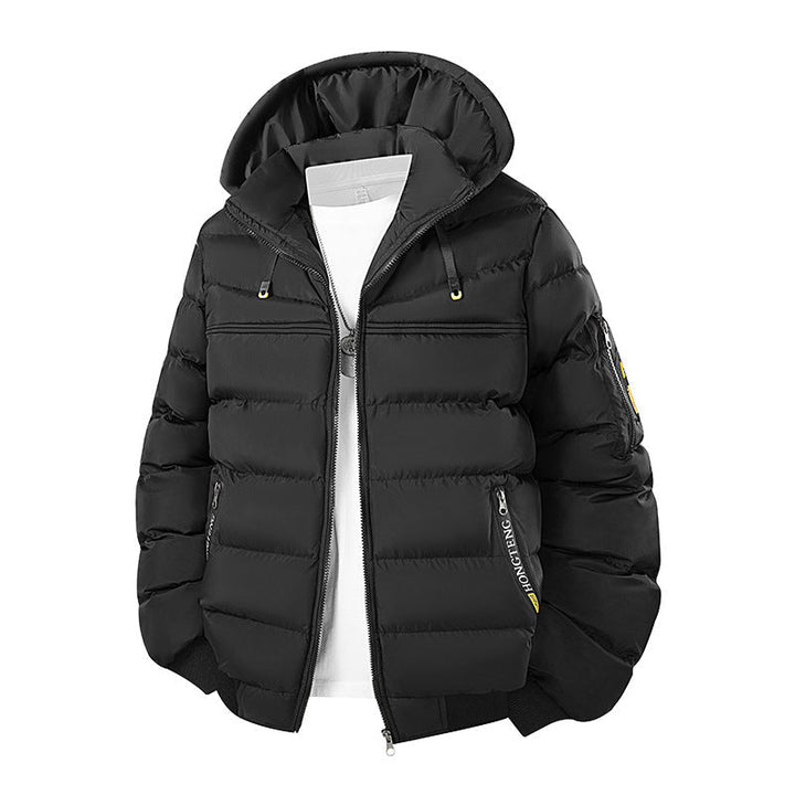 Herr Quiltad Jacka med Huva, Vindtät Termisk Isolering och Funktion Fickor