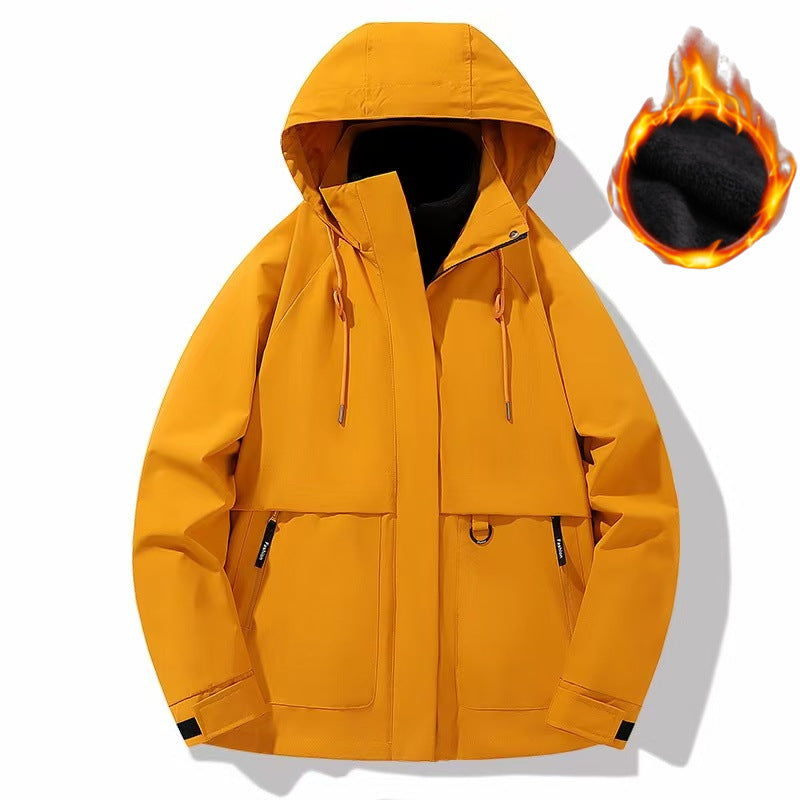 Herr Vadderad Softshell Funktionell Jacka med Huva, Fleece Inre Foder och Dold Dragkedja