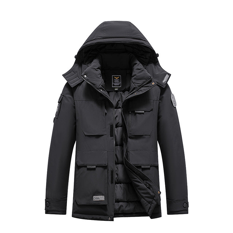 Herr isolerad Field parka med huva, flera Funktion Fickor och vindtät Skal